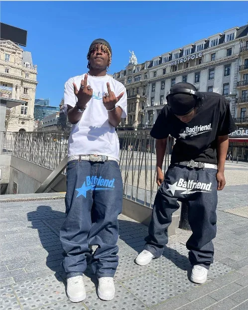 

American printed letter broken star jeans street trend loose wide-leg pants Oversized retro Y2K new casual loose fashion pants