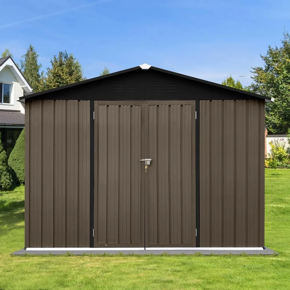 10ft x 8ft Garden Storage Shed,Metal Outdoor Storage Sheds with Vents,Hinged Door and Padlock,Practical Tool Storage shed 6