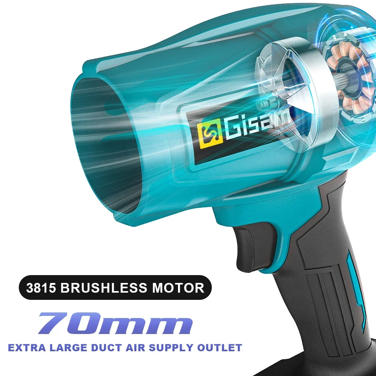 Gisam 200m/s Brushless Turbo Jet Fan Electric Air Blower Violent Handheld Duct Fan Turbo Electric Blower for Makita 18V Battery 4