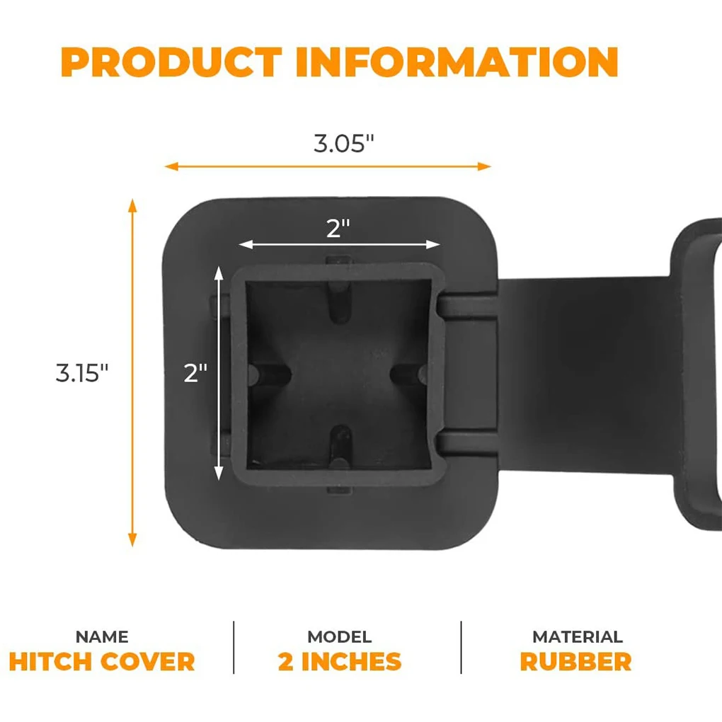 Rubber Trailer Hitch Receiver Cover Universal 2inch Tow Plug Tube Cap Protector Trailer Tow Hitch Tube Cover tow bar ball cover car tow hook cover
