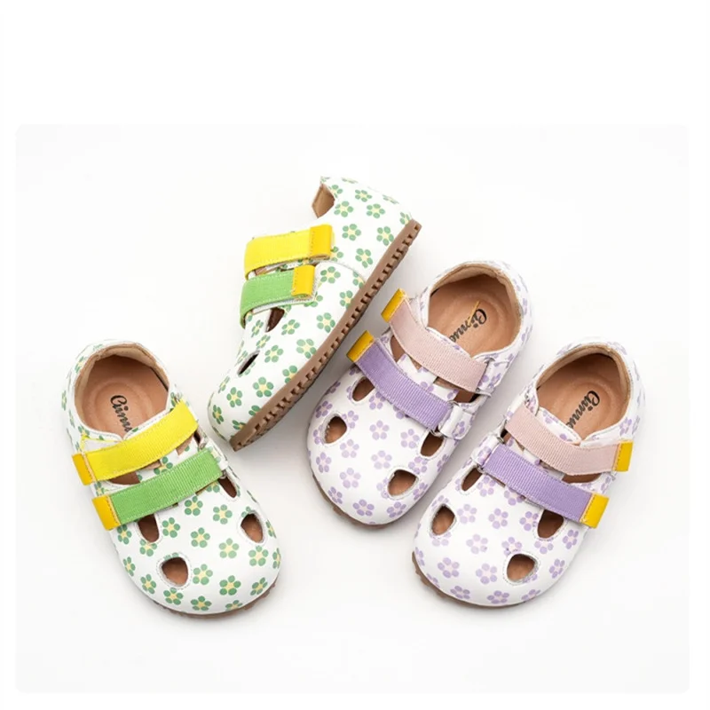 

New Baby Shoes Leather Cut-outs Toddler Girls Barefoot Shoes Soft Sole Outdoor Tennis Fashion Little Kids Sandals 18-25