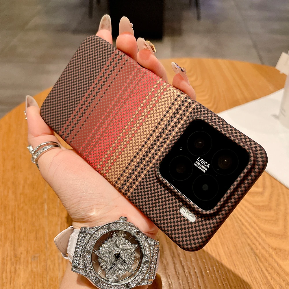 Luxury Carbon Fiber Kevlar Pattern Magnetic Magsafe Case - Gradient PC Protective Cover