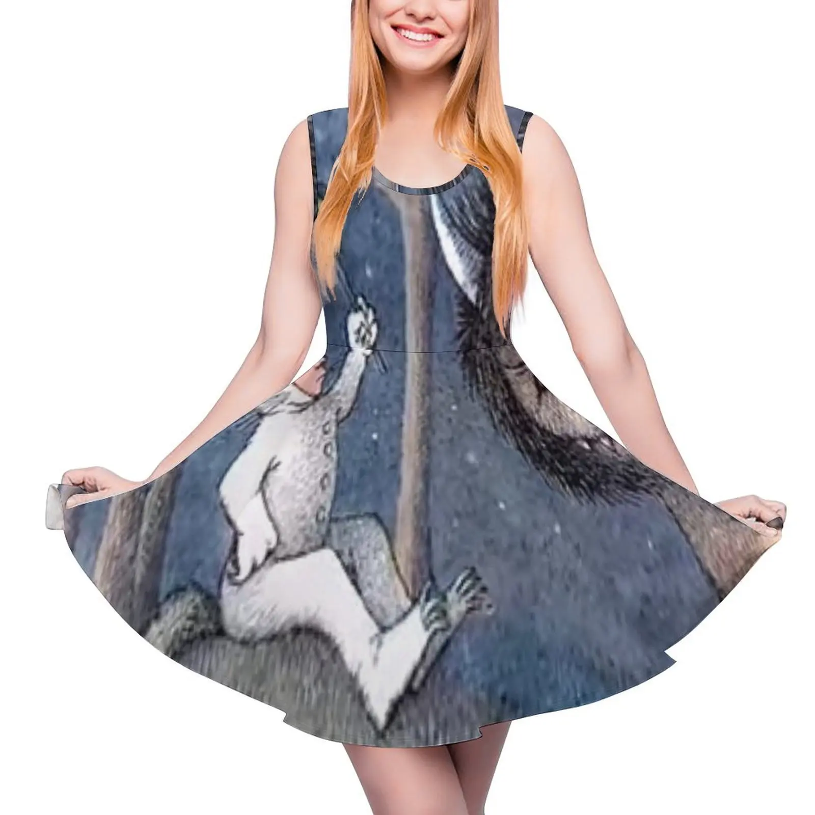 Wolf Trainer Sleeveless Dress loose summer dress long dress women summer womans clothing