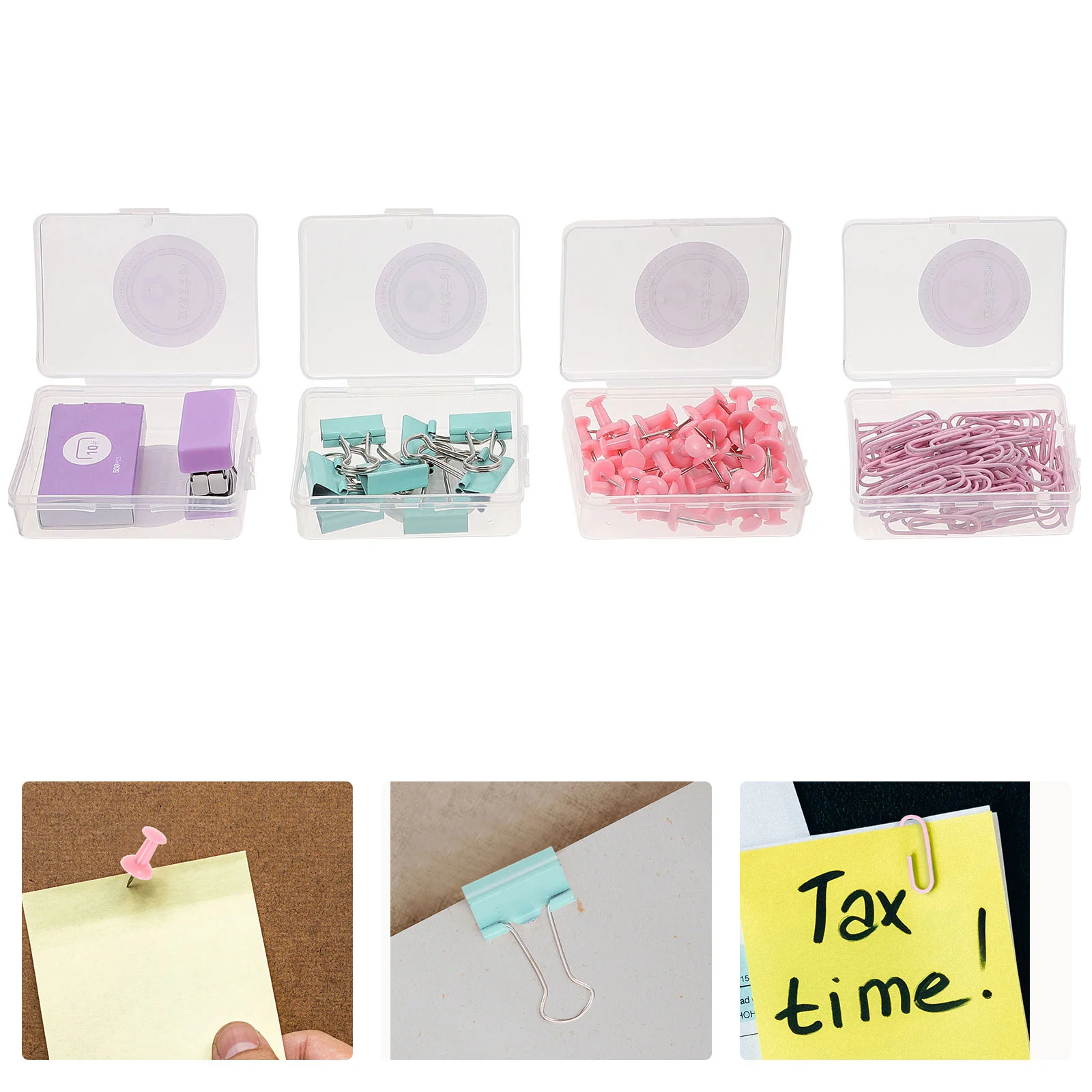 

1 Set Stapler Paper Clips Push Pin Binder Clips Set Bookmark Clip (Random Color)