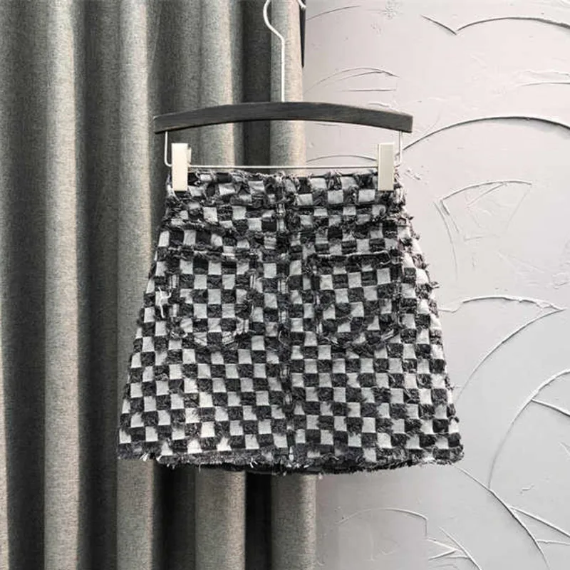 

Woman Fashion 2022 Checkerboard Mini Skirts Elegant Y2K Gothic Clothes For Women Summer Harajuku Streetwear Aesthetic Korean