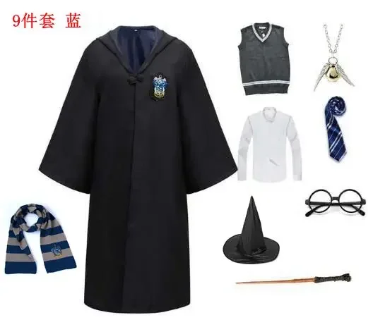 thumbnail image 1 of Nueva capa mágica, bata, disfraz de Hermione Granger, disfraz de Harry Potter, bufanda LED, gafas, ropa de Cosplay de Gryffindor, accesorios de regalo, 1 of 5
