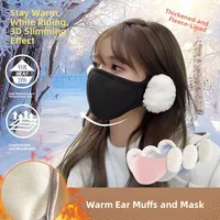 Fleece Lined Warm Cute Plush Windproof Cold Resistant Ear Cover Mask for Women Riding Face Mask Winter Cloud Material Embroid...
