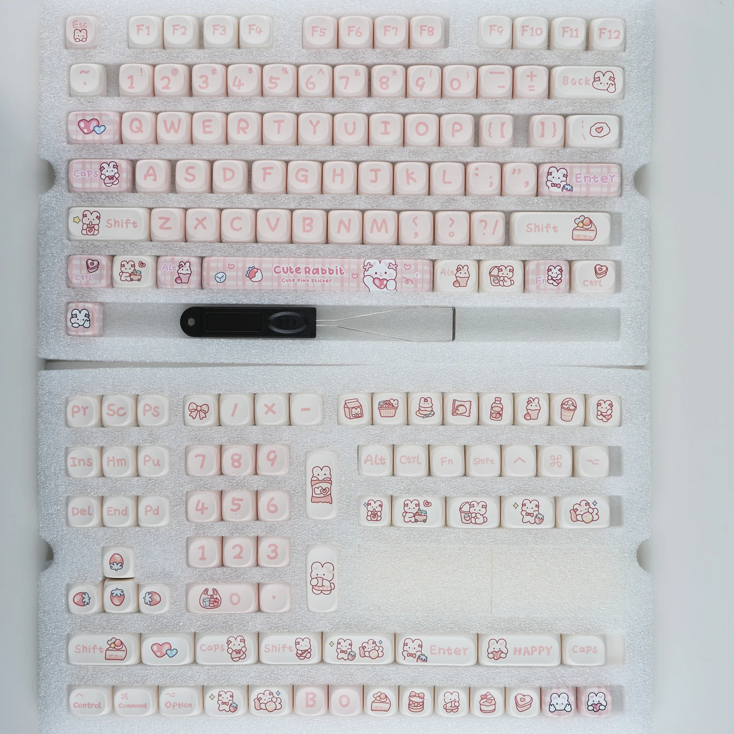 Mathew Tech-snack Coelho Keycap Pink Keycaps Perfil Moa Pbt Sublimação Teclado Mecânico Adequado para Meninas Diy - Imagem 3