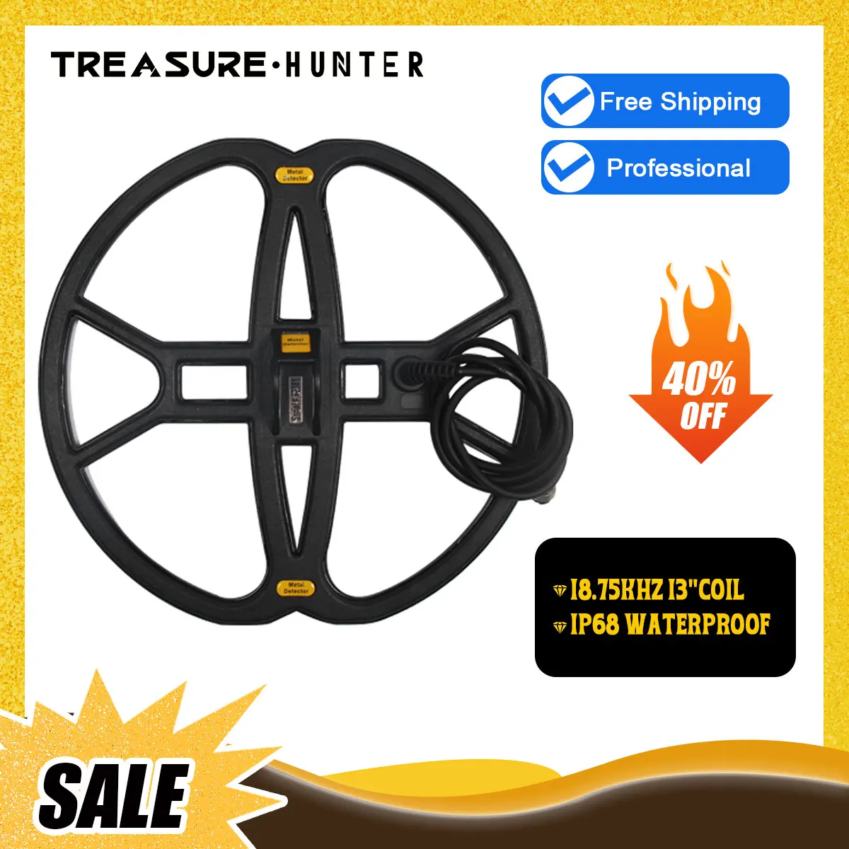 Treasure Hunter Metal Detector 18.75khz 13 Inch Search Coil Accessories with Screw Professional Waterproof for MT705 TC800