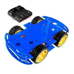4WD Robotic Car Kit with Speed Encoder and Battery Box - DIY Electronic Kit (Blue)