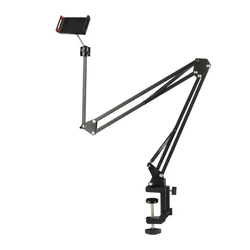 Adjustable Flexible Phone and Tablet Holder with Clamp Clip (Black)