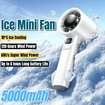 5000mah Handheld Mini Fan Electric Hand Fans Ice Compress High-Speed Cooling USB Rechargeable Portable LED Display Fan 2026 New 1