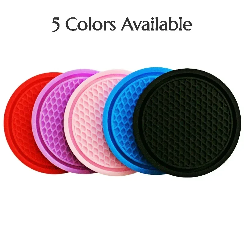 Non-slip Car Water Cup Pad Diamond Rhinestone Rubber Mat for Bottle Holder Coaster Auto Interior Anti-skid Cup Holders 7cm 2pcs