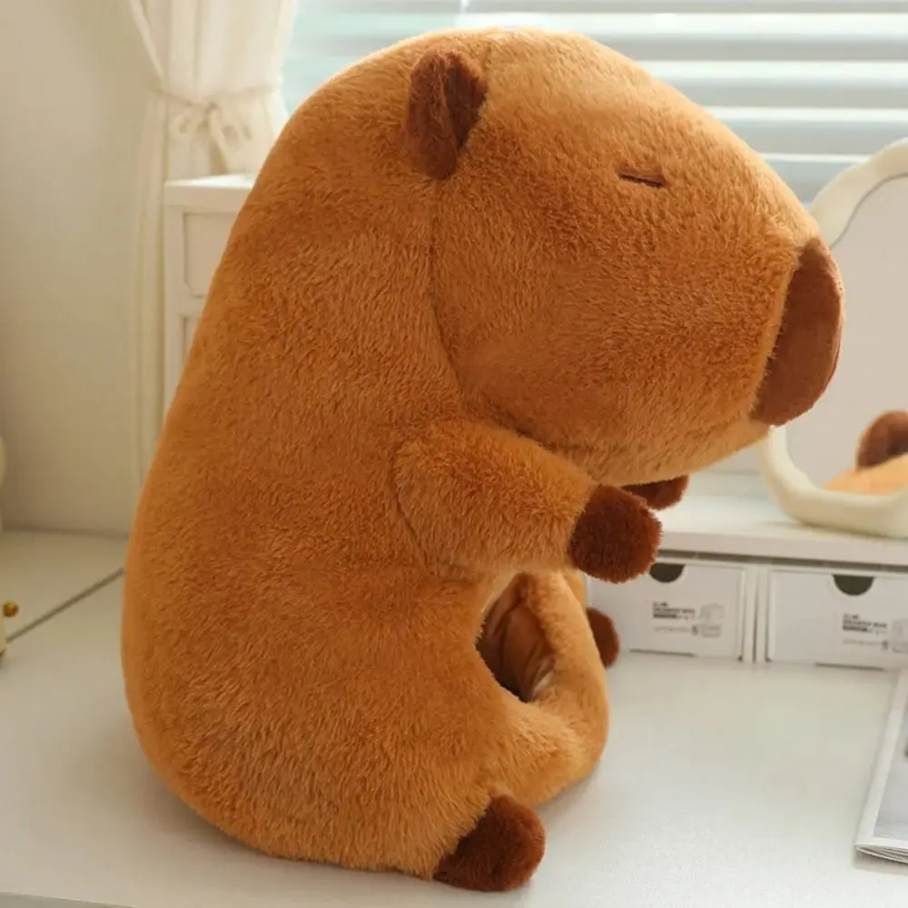 Stuffed Doll Capybara Plush Hair Cap Warm Thick Capybara Head Mask Collection Fluffy Plush Animal Rodent Hat Car Decor