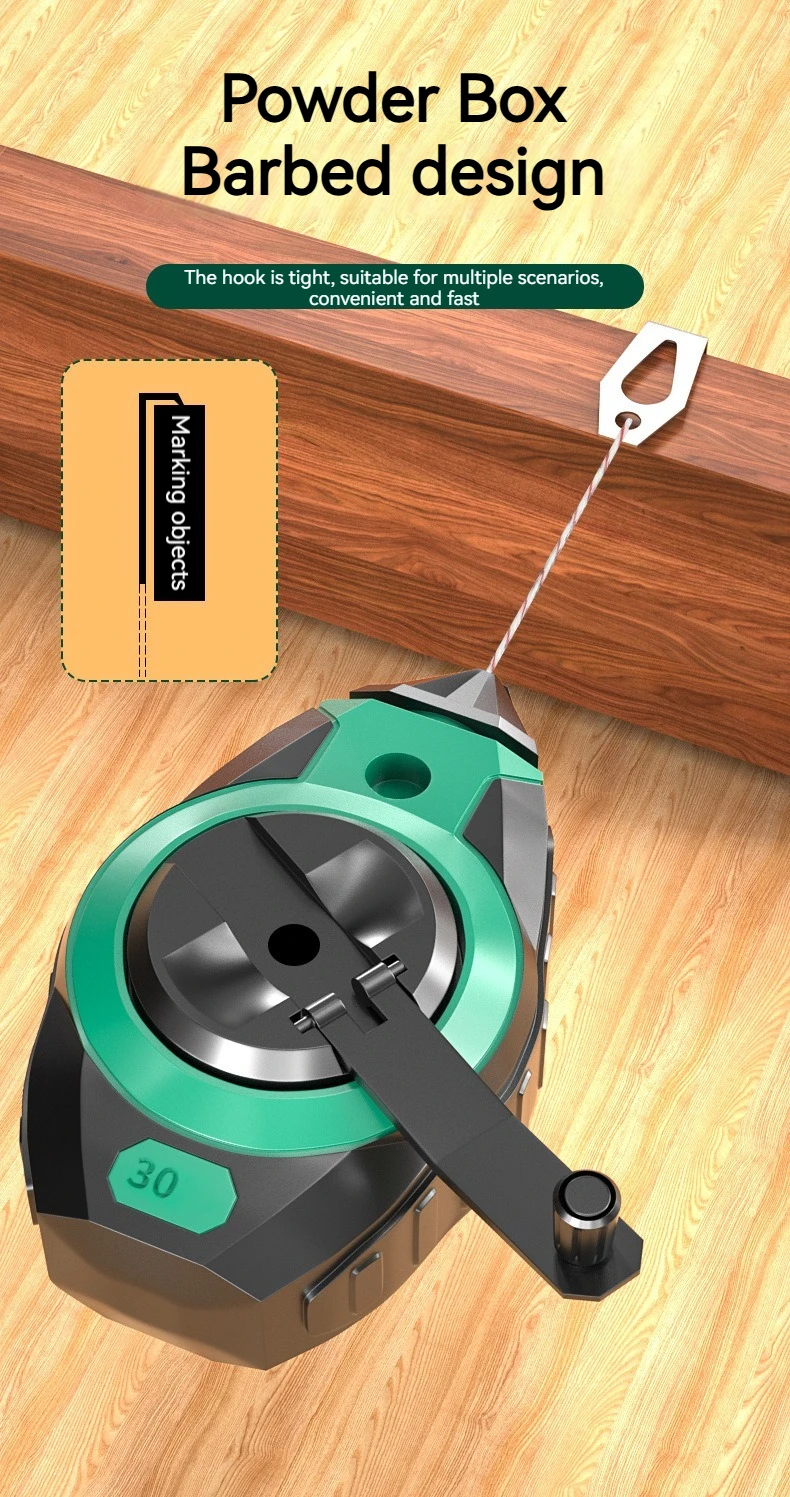 DGEV Line Box Woodworking Marking Gauge Construction Site Line Laying Tool Drop-Resistant Line Marking Tool 30m Line Quick Retra