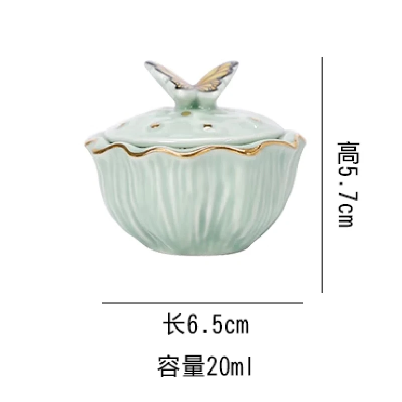 Ceramic storage jar Jewelry tray Spice storage box Chinese Ceramic Jewelry Box Butterfly Gold Ceramic Storage Box Powder Pill Jar Sealed Storage Jar Tea Home Decoration 20ML