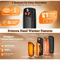 Грелки для рук, перезаряжаемые, 2 шт., 5 режимов, быстрый нагрев, электрический портативный карманный обогреватель для женщин и мужчин, для кемпинга на открытом воздухе — изображение 2