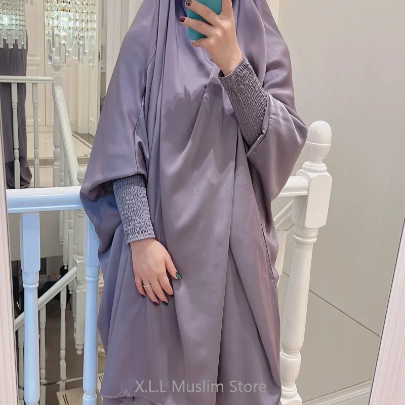 Eid Ramadan Jilbab Prayer Garment Set Muslim Dubai Kaftan 2 Piece Set Modest Fashion Dresses For Female Robe Clothes For Party