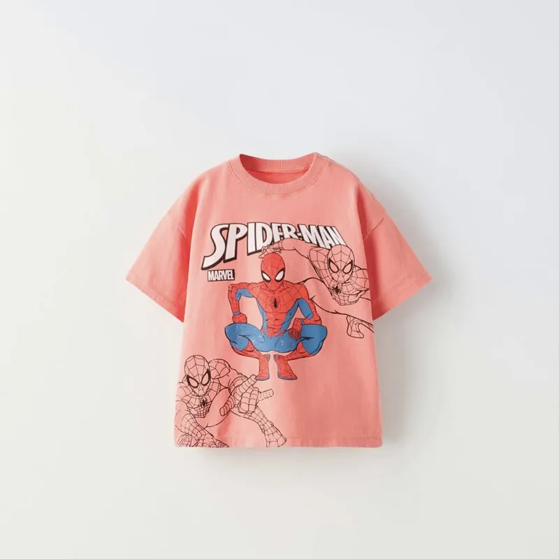 Short Sleeve TShirt Summer Clothing Boys And Girls Cartoon Print Base Shirt Children New Design Tees Trendy Round Neck Tops 4