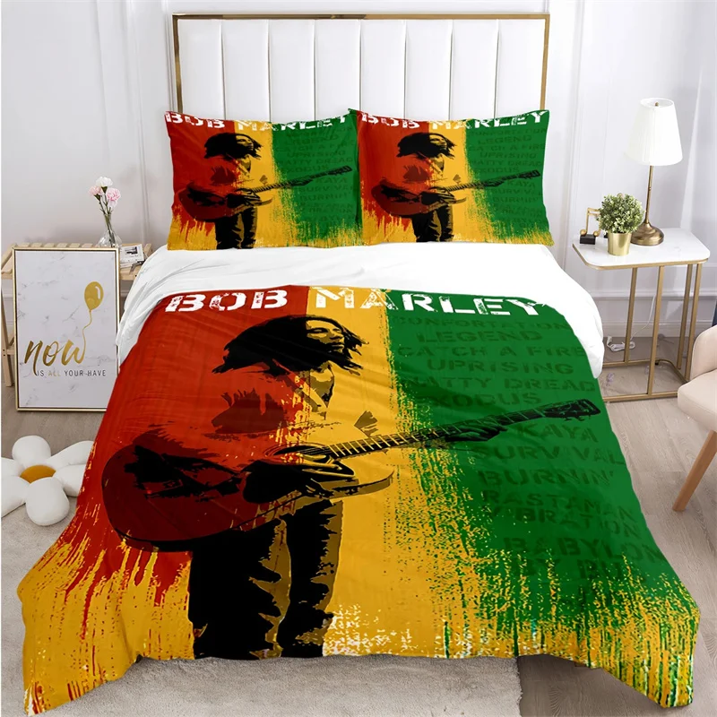 Bob marley reggae música maple leaf consolador conjunto de cama, capa edredão conjunto colcha fronha, king queen size conjunto cama