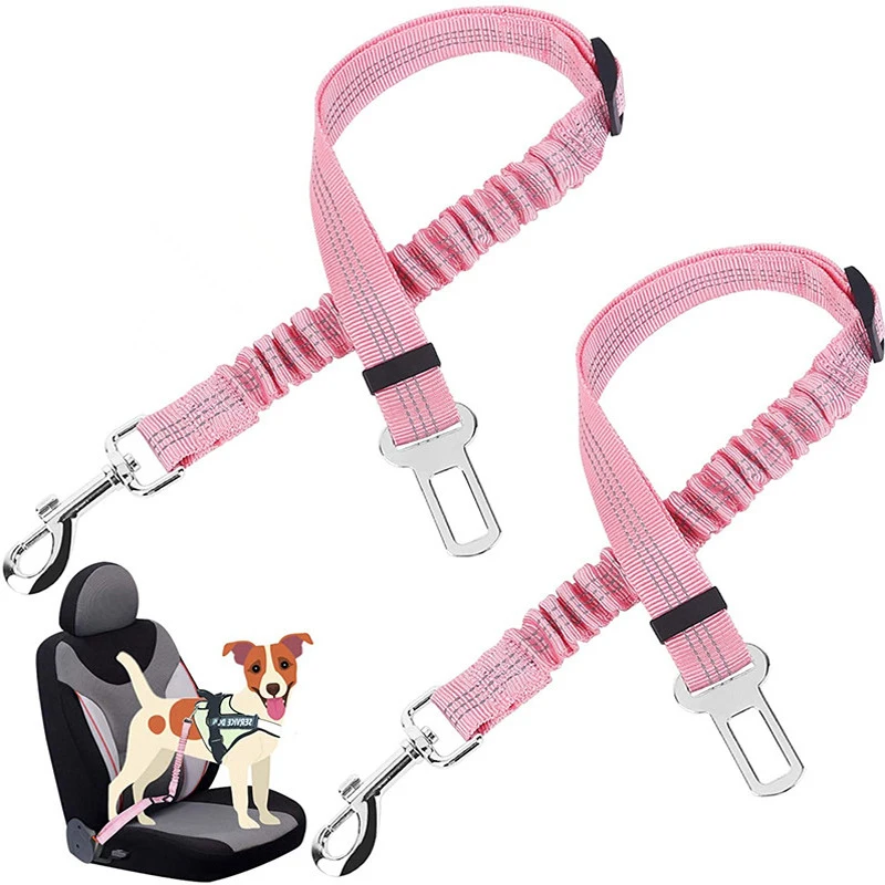 Pet Car Seat Belt Rope Ring Dog Car Retractable Elastic Reflector Leash Dog 