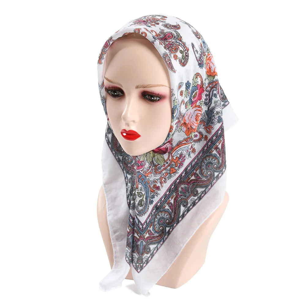 

70*70cm Square Scarf for Women Design Hijab Headband Muslim Headscarf Bandana Summer Shawl Wraps Foulard Echarpe
