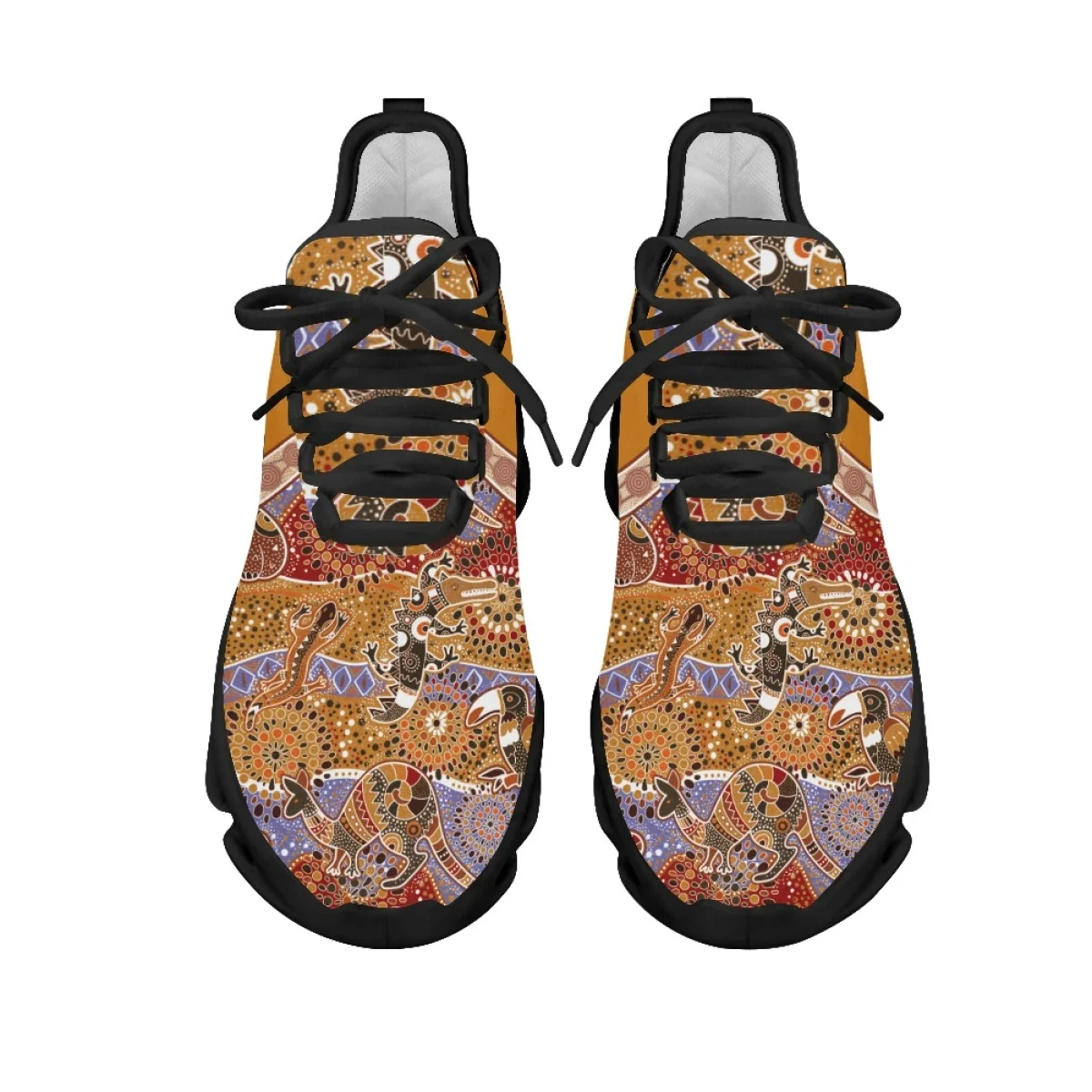 INSTANTARTS Australia Aboriginal Lizard Indigenous Art Design Sneakers Casual Mesh Swing Shoes Women's Outdoor Lace-up Tennis