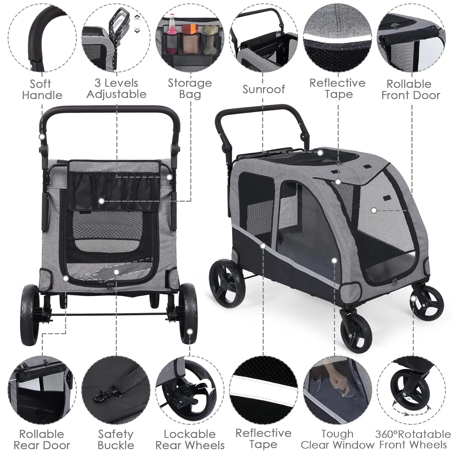 Pet Stroller Near Me for large dogs foldable design