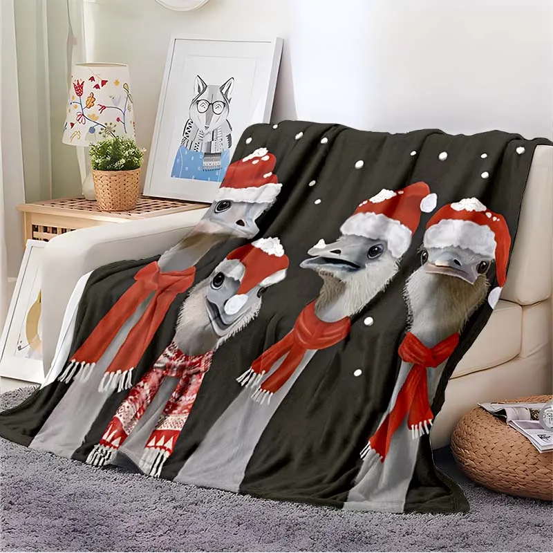 

The Tallest Animal Ostrich Blanket Cartoon Cute Ostrich Soft Warm Flannel Home Blankets and Throws Lightweight Blanket for Adult
