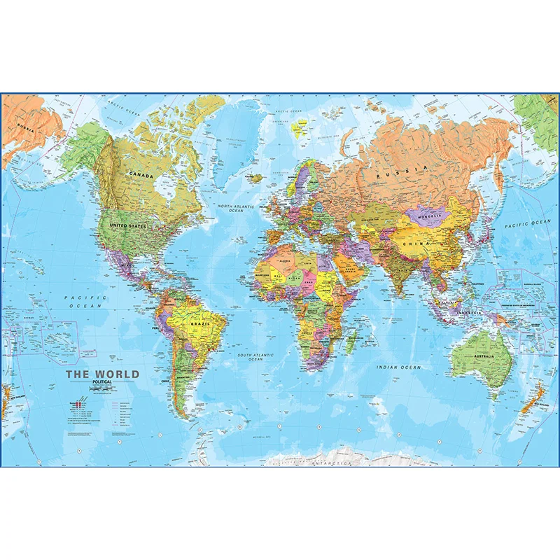 World Map English 60*40cm Modern Wall Art Poster Decorative Hanging Picture Canvas Painting School Supplies