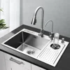Nano Kitchen Sink 304 Stainless Steel High-Pressure Cup Washer Sink Knife Holder Large Single-Slot Household Cleaning Countertop 4