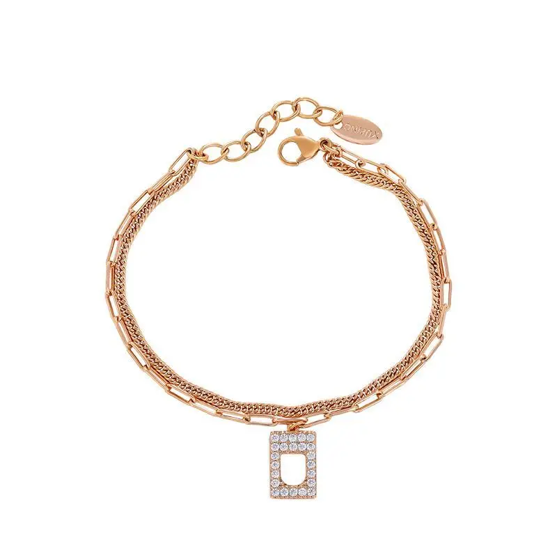 XP Jewelry --( 17 cm cm Square Charms Chain Bracelets For