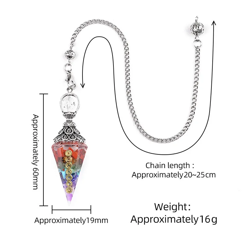 Resin 7 Chakras Pendant Pendulum for Divination Dowsing Reiki Healing Point  Dowsing Yoga Wiccan Witchcraft Spiritual Pendulos 4