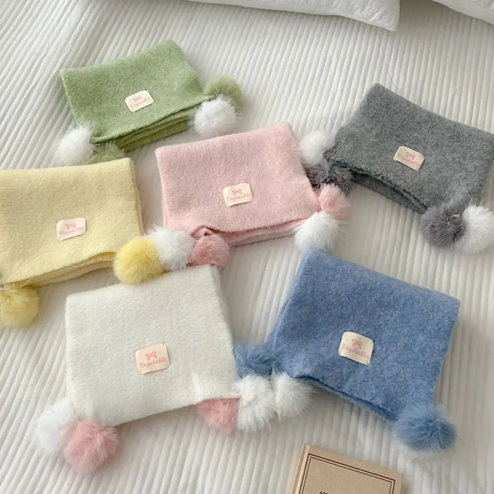 Thick Solid Color Polyester Women Scarf Neck Protection