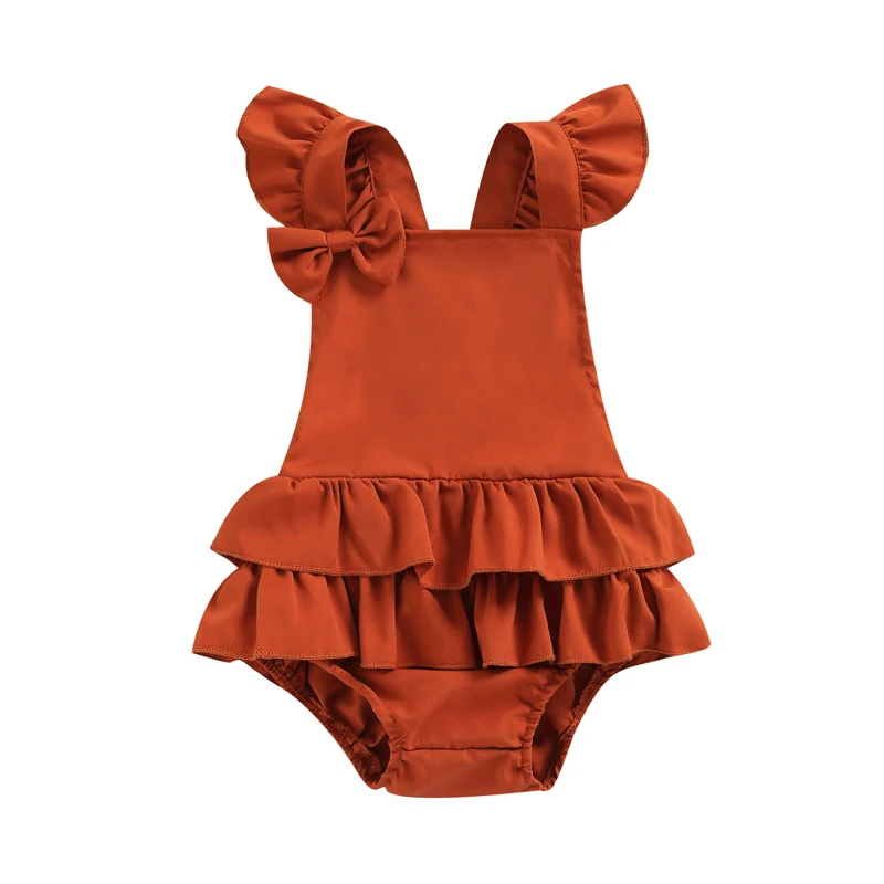 Newborn Infant Baby Girl Romper Bow Bodysuit Sunsuit Jumpsuit Clothes Outfits 