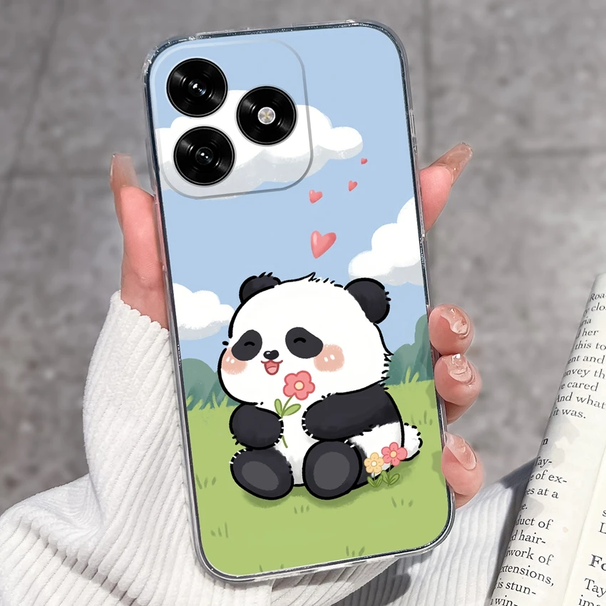 Cute Panda Puppy Soft Silicone TPU Clear Phone Case Back Cover