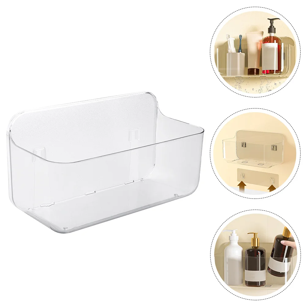 

Wall Shelf Bathroom Sundry Rack Shelves Seasoning Clear Storage Hanging Tray Bracket