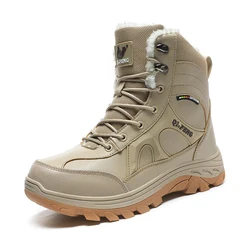 2023 Warm Fur Hiking Boots Mens Winter Outdoor Non Slip Black Hunting Boots Rubber Snow Boots Male Trekking Shoes Hiking Shoes
