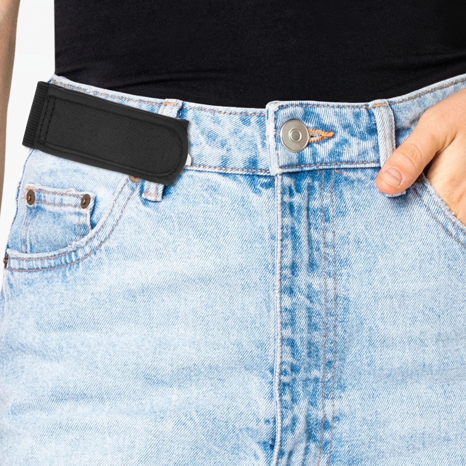 1쌍 버클 없는 투명 탄성 벨트 유니섹스 허리밴드 스트레처 후크 루프 패스너 청바지 캐주얼 드레스 팬츠용