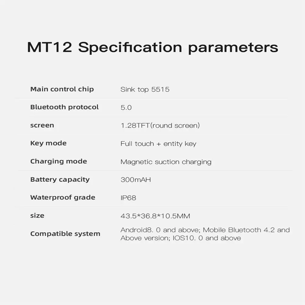 Mt12 Intelligent Watch Electronic Compass 8g Music Memory Recording Bluetooth-compatible Calling Sports Monitoring Bracelet