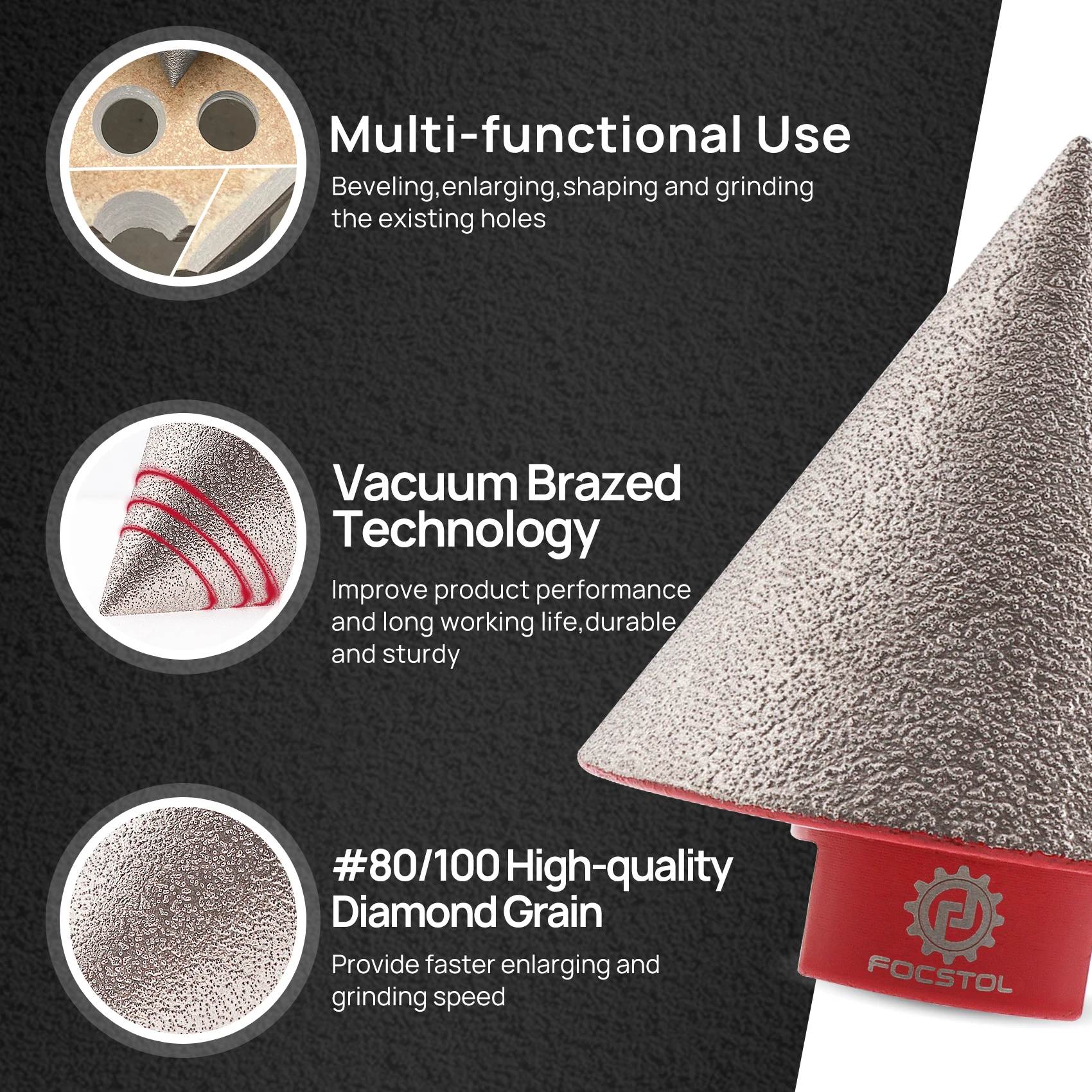FOCSTOL 1 قطعة 20-82 مللي متر الماس الشطب بت طحن M14 الموضوع لبلاط السيراميك الرخام تشكيل طحن الميلا ثقوب الماس تاج