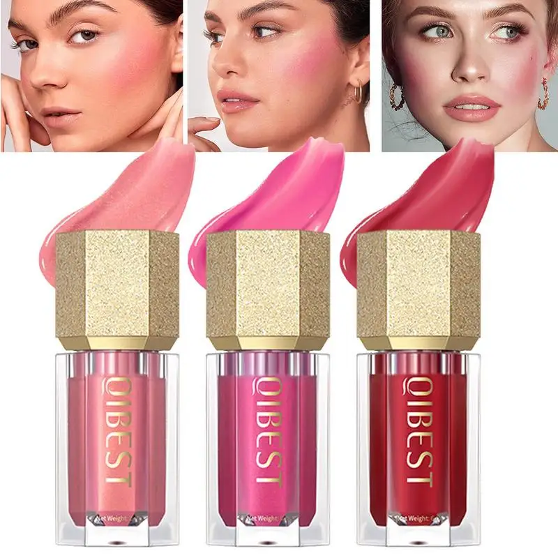 Liquid Cheek Blush Facial Nourishing Blush Cream Waterproof Multi-purpose Eyes&lips Makeup Blush Stick Cosmetics With Sponge 2