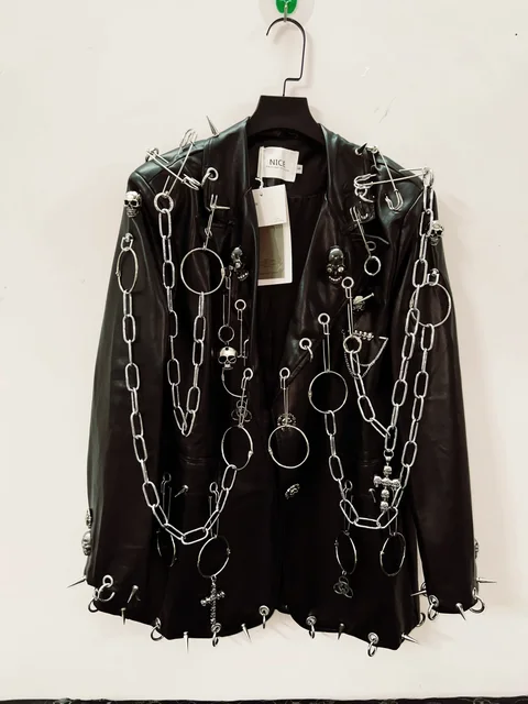 Faux Leather Metal Chain Jacket 5
