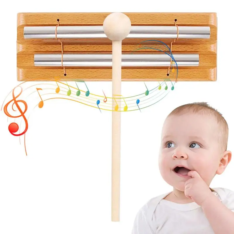 Memorial Chime 3 Tone Chime Bell Per Insegnanti Sound Healing Chime Reattivo Con Martello Di Legno Hand Relax Chme Per Lo Yoga