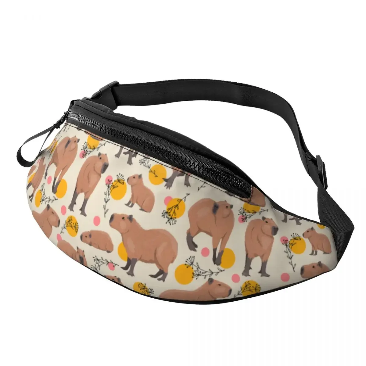 

Doodle Plants Capybaras Fanny Pack Men Women Cool Wild Animals Crossbody Waist Bag for Hiking Phone Money Pouch