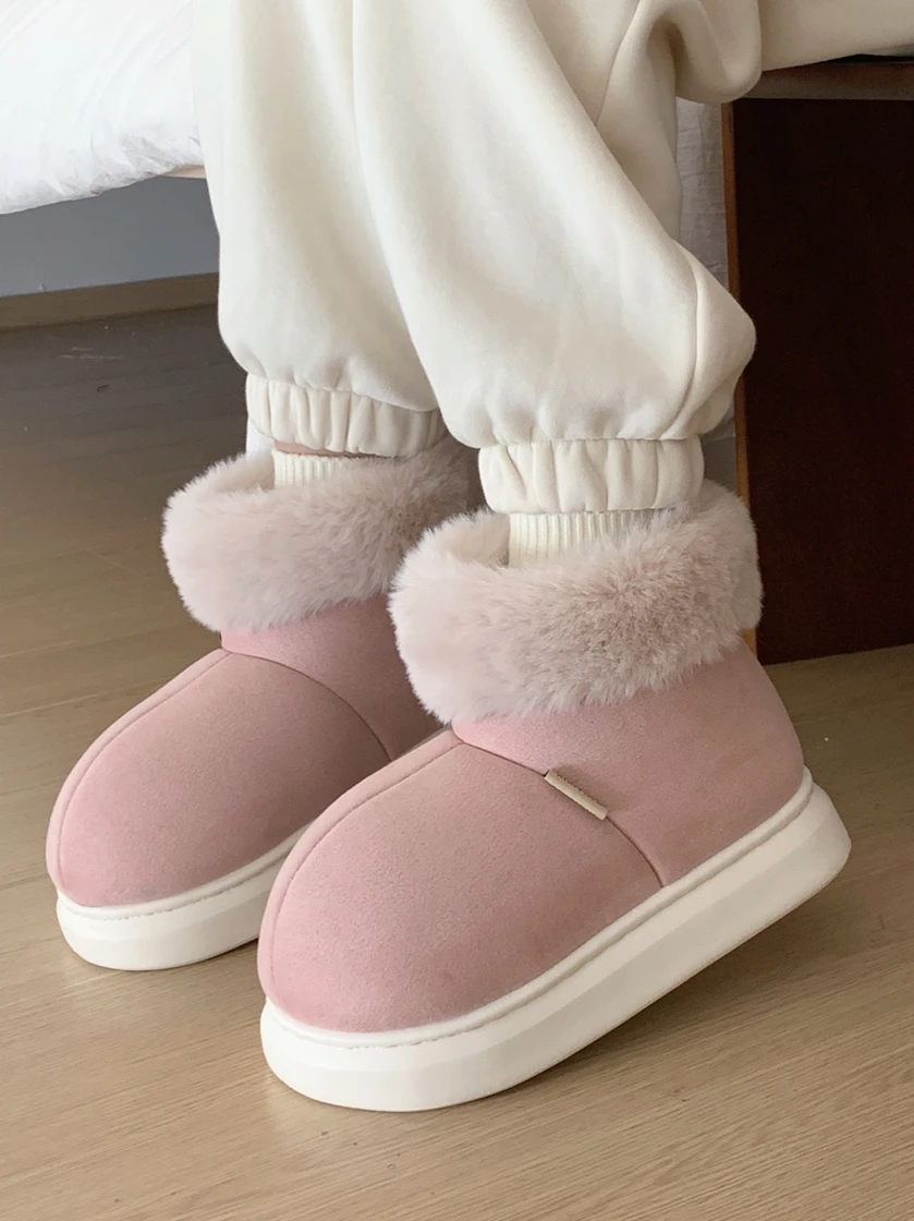 Parent-child Thick Soled Snow Boots For Women In Winter 2023 Plush And Thick Man Couple Shoes Versatile Cotton Ankle Boots