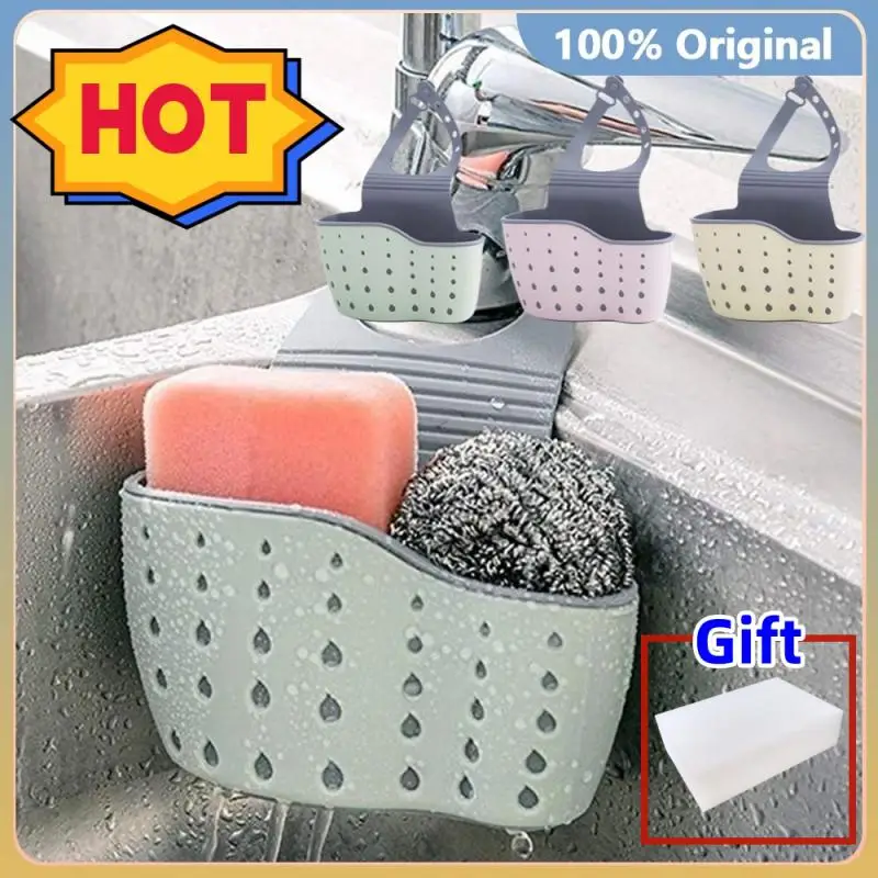 

Kitchen Sponge Holder Hanging Drain Basket Adjustable Soap Sponge Shelf Organizer Bathroom Faucet Holder Rack Kitchen Accessorie