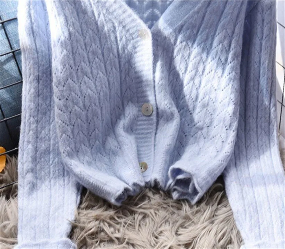 여성 옐로우 크롭 스웨터 코트, 루즈핏 아우터, 코디하기 쉬운 세련된 니트 가디건, 한국 2023 가을 신상