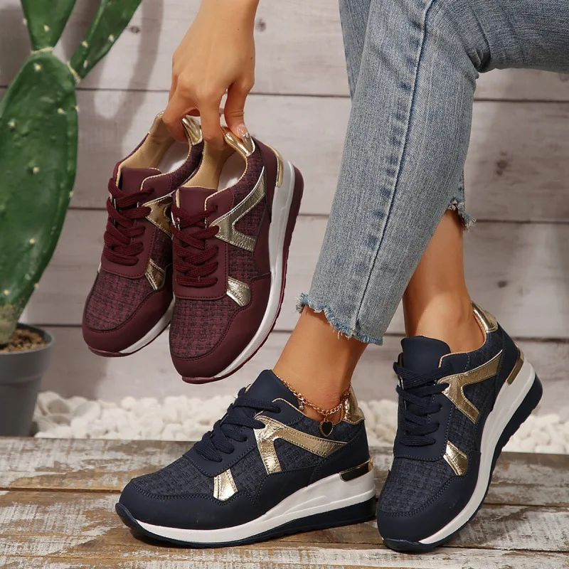 Women's Casual Sports Shoes Plus Size Fashion Comfortable Wedge Sneakers Woman Spring Autumn Thick Sole Non Slip Running Shoes