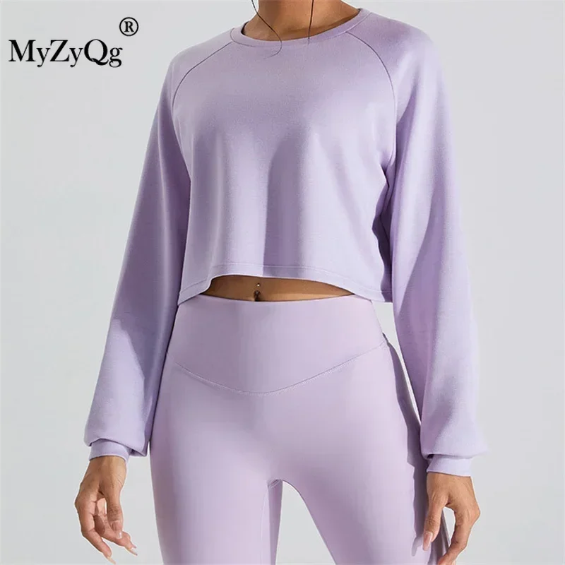 

MyZyQg Women Long Sleeve Sports Hoodie T-shirt Outdoor Yoga Smock Short Fitness Jacket Loose Casual Sportswear Sweatshirts